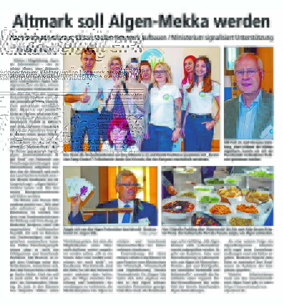 Altmark soll Algen-Mekka werden - 19.06.18 Altmark Zeitung